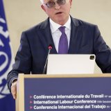 Le président des patrons russes Alexandre Chokhine a eu droit à quelques applaudissements devant les participants à la Conférence internationale du travail à Genève.